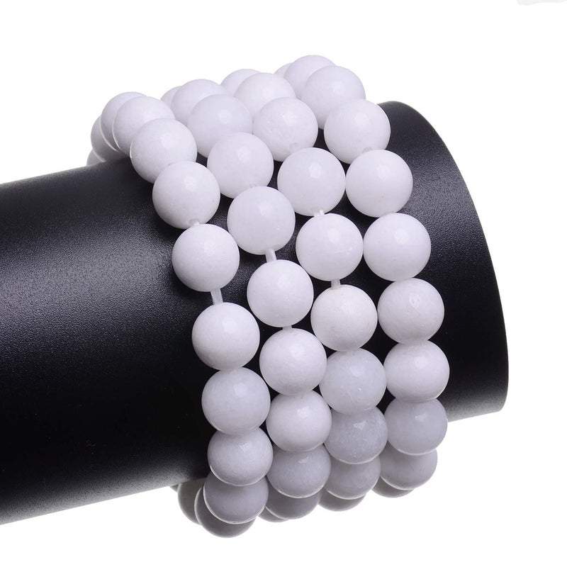 LPBeads 80Pcs Polished 10mm Round Natural Alabaster Gemstone Loose Beads with Stretch Cord for Jewelry Making Bracelets - Image 3
